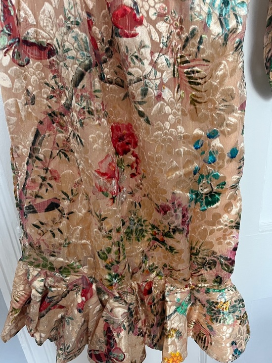 Hemant & Nandita Veena one shoulder velvet floral print midi dress NWT SZ S - Picture 9 of 9